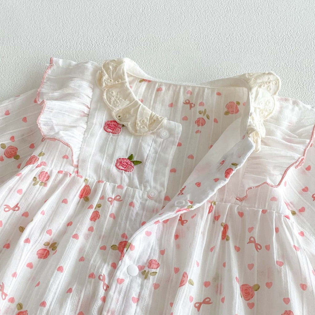Arrival Sweet Lace-Embroidered Romper For Baby Girls