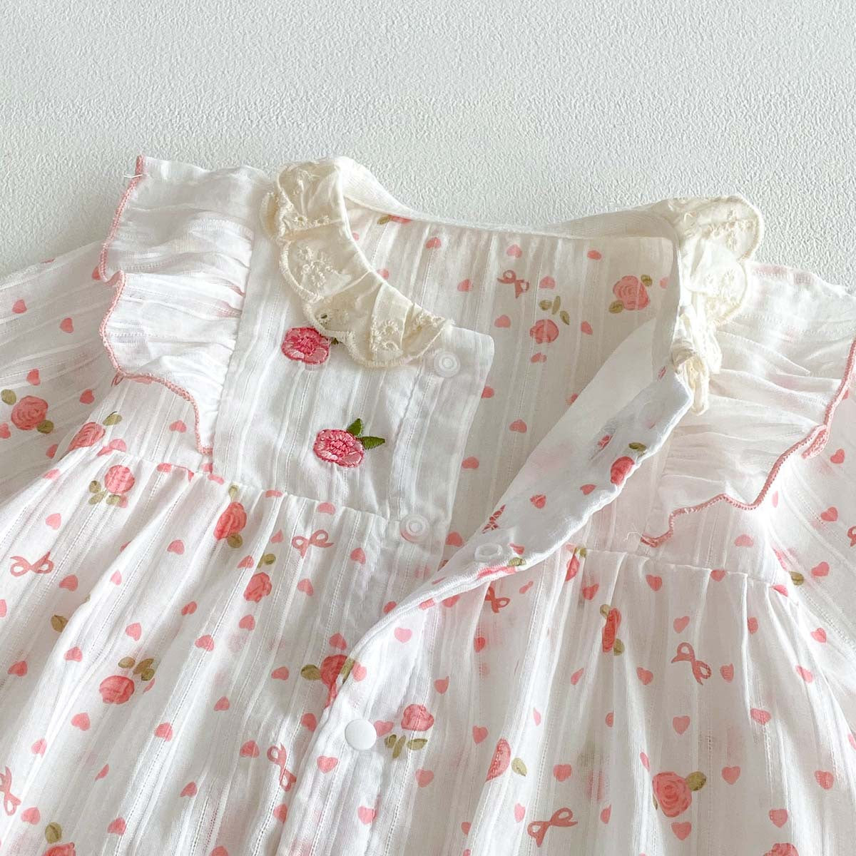 Arrival Sweet Lace-Embroidered Romper For Baby Girls