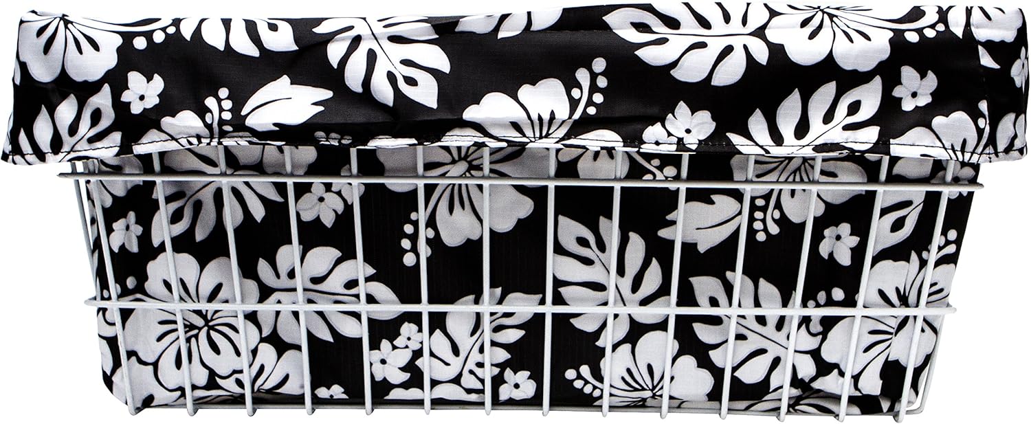 CRUISER CANDY Trike Basket Liner (Extra Large) Black Hibiscus
