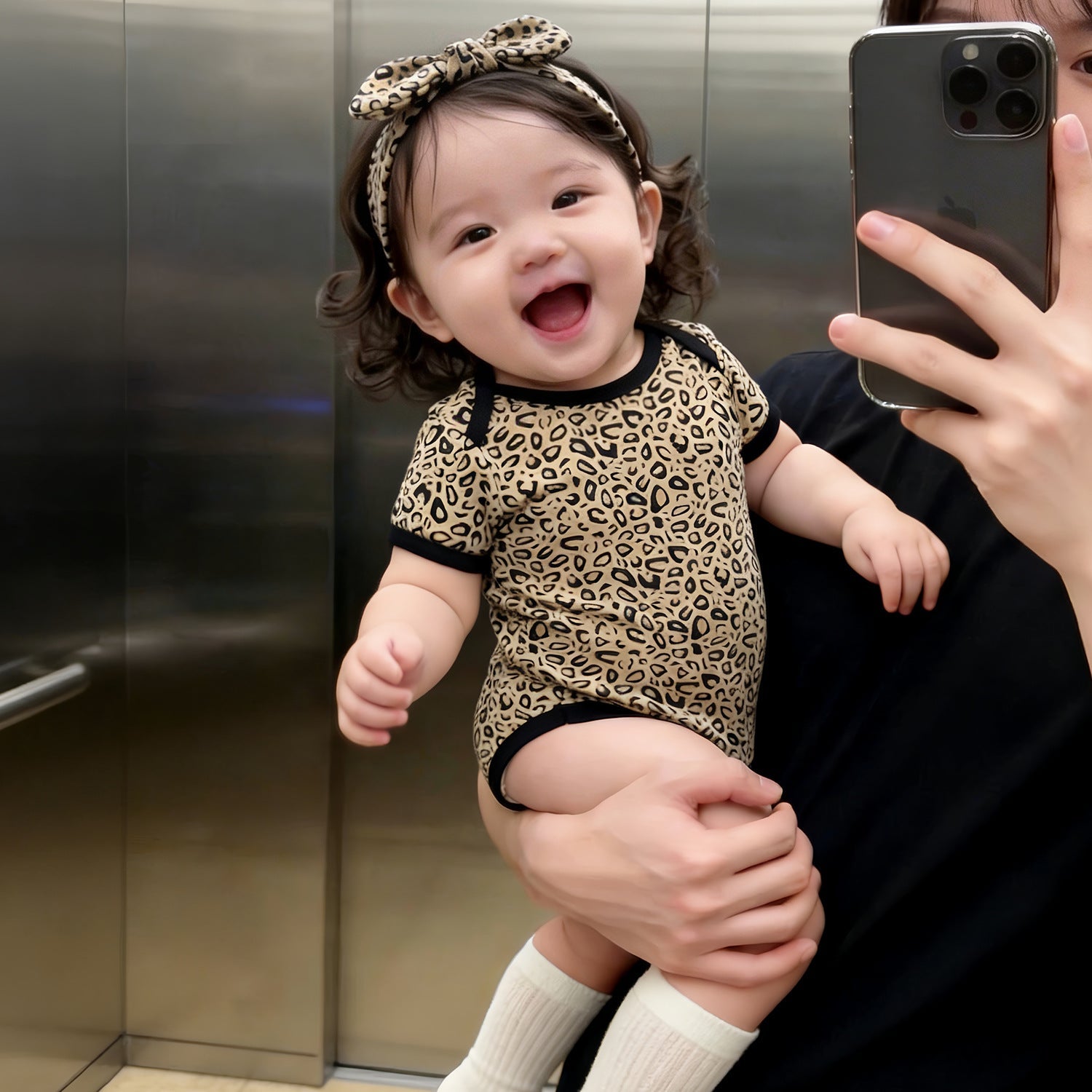 Leopard-Print Fashionable Short-Sleeve Jumpsuit