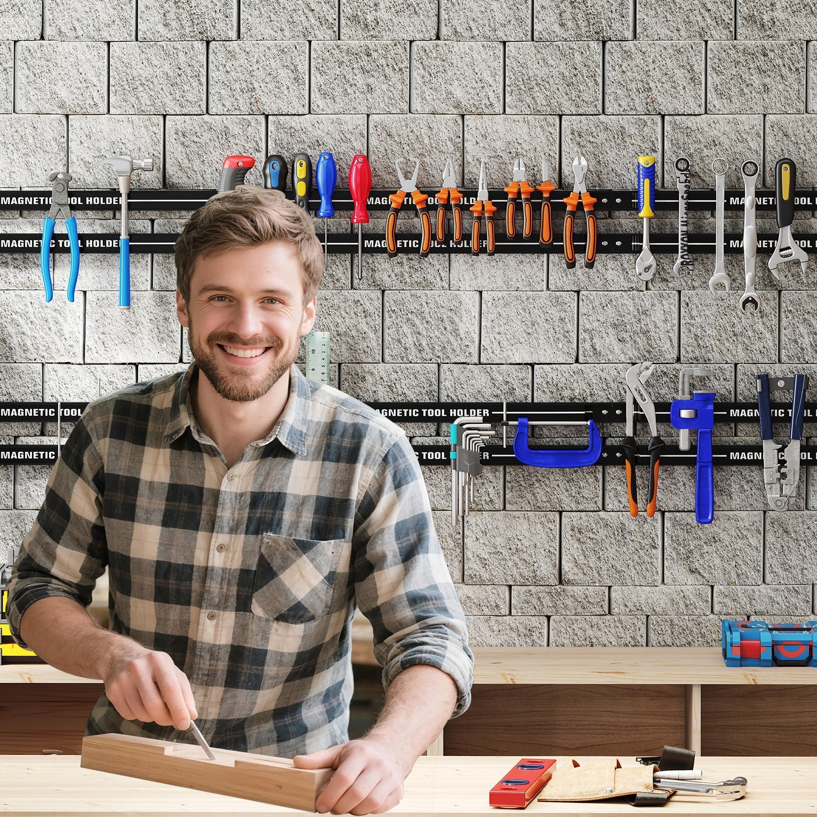 18 Inch Magnetic Tool Holder Strip with Mounting Screws