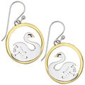 Sterling Silver & Brass Swan Earrings