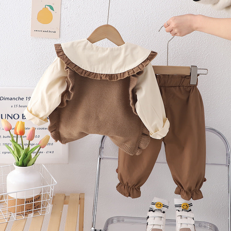 Baby Girl Spring Outfit Set Stylish Childrens Sweater Vest
