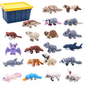 21PCS Mini Animal Figures Set, 3D Printed Cute Animal Collection Including Rabbit, Cat, Shark, Bat, Tiger, Capybara, Axolotl And More