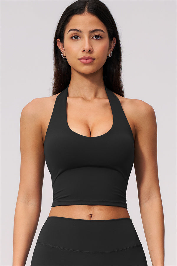 The Twirl Wide Strap Halter Crop Top