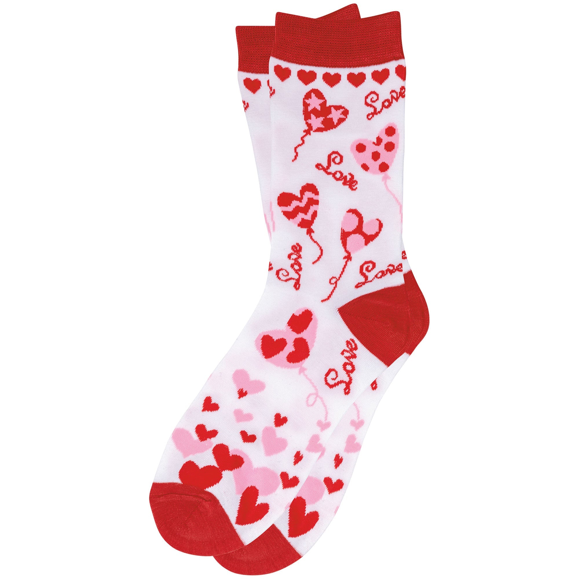 Valentine's Day Crew Socks | Hearts & Love Balloon Socks