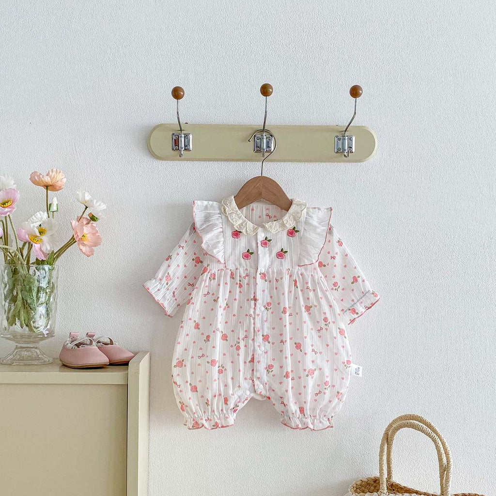 Arrival Sweet Lace-Embroidered Romper For Baby Girls