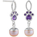 Paw Print Sparkle Sterling & Pearl Earrings