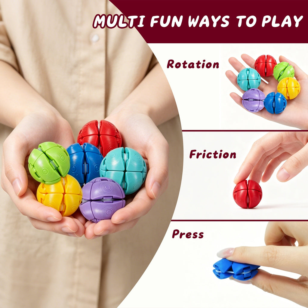 9PCS 3D Printed Articulated Fidget Sphere Set, Colorful Folding Sensory Balls With Rotating & Pressable Jointed Design, Pocket Desk Fidget For Teens & Adults