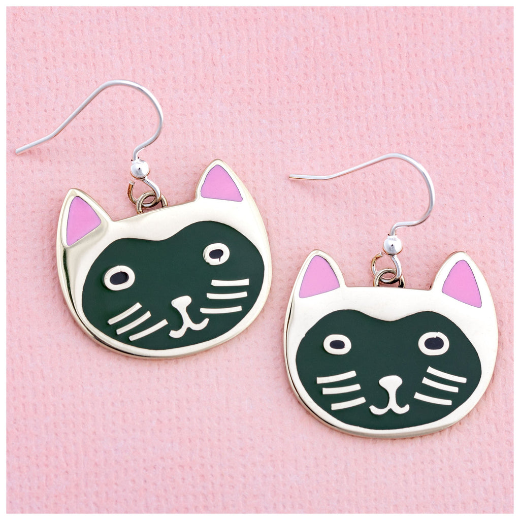 Hand Painted Cat Earrings