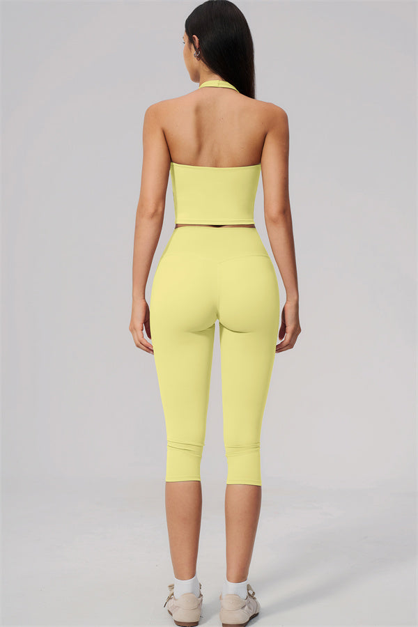 The Twirl Wide Strap Halter Crop Top