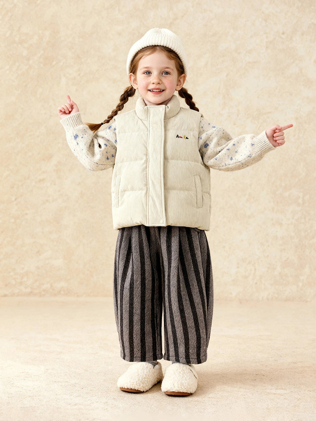 Kids Striped Pants Versatile And Warm Trousers
