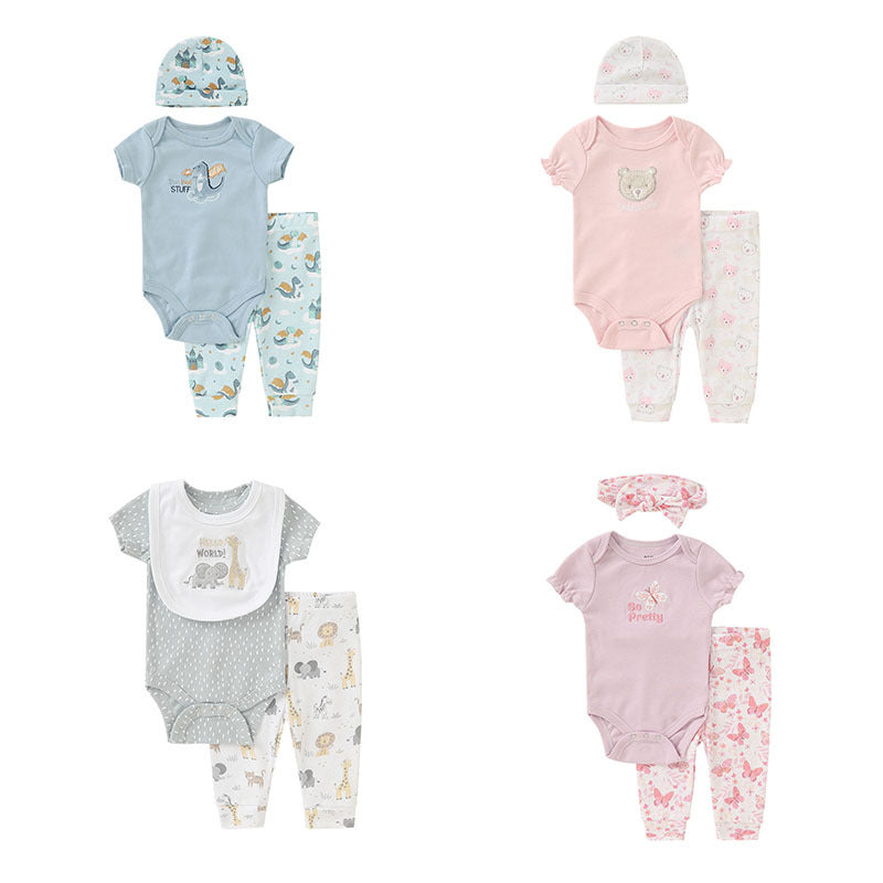 Summer Short-sleeve Cartoon Onesie Set