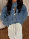 Oversized Utility Cropped Denim Jacket