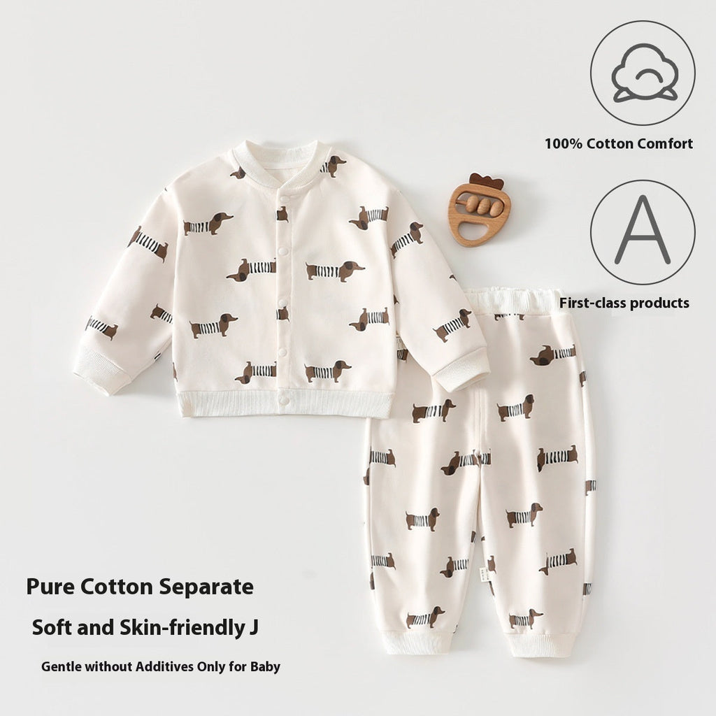 Pure Cotton Spring And Autumn Baby Split Sweater Children's Suit Boys