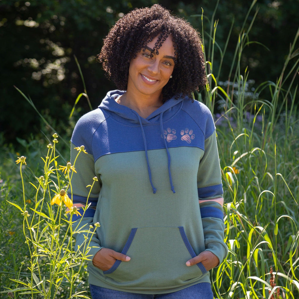 Paw Stripe Crossover Applique Hoodie