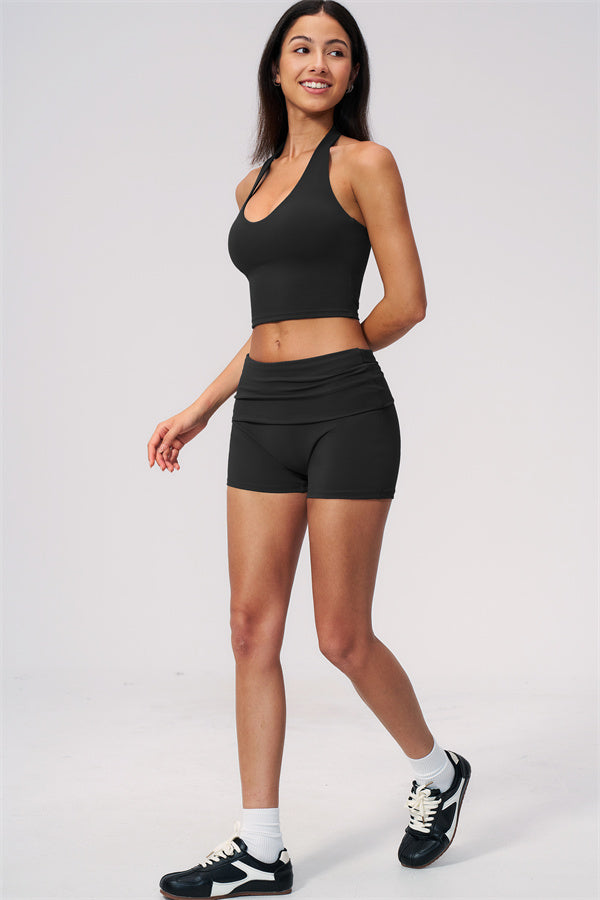 The Twirl Wide Strap Halter Crop Top