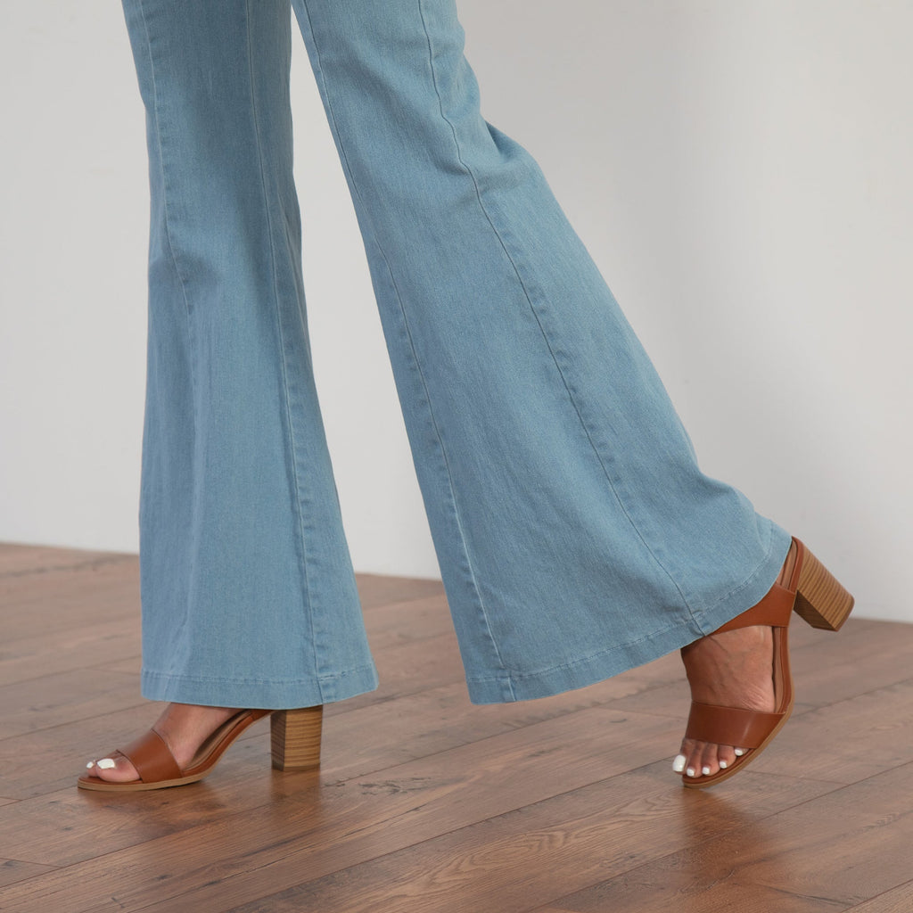 Denim Flare Leg Tie-Back Jumpsuit