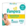 Pampers Sensitive Baby Wipes, 192 Count - Refill Packs, Fragrance Free & Hypoallergenic