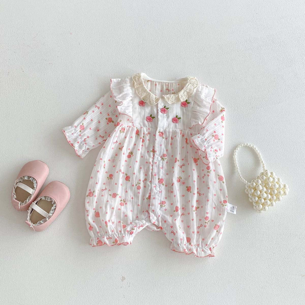 Arrival Sweet Lace-Embroidered Romper For Baby Girls