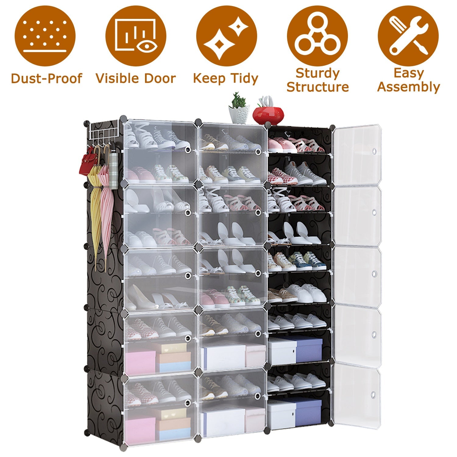 Shoe Rack Organizer: 10-Tier 3-Row Stackable Cabinet