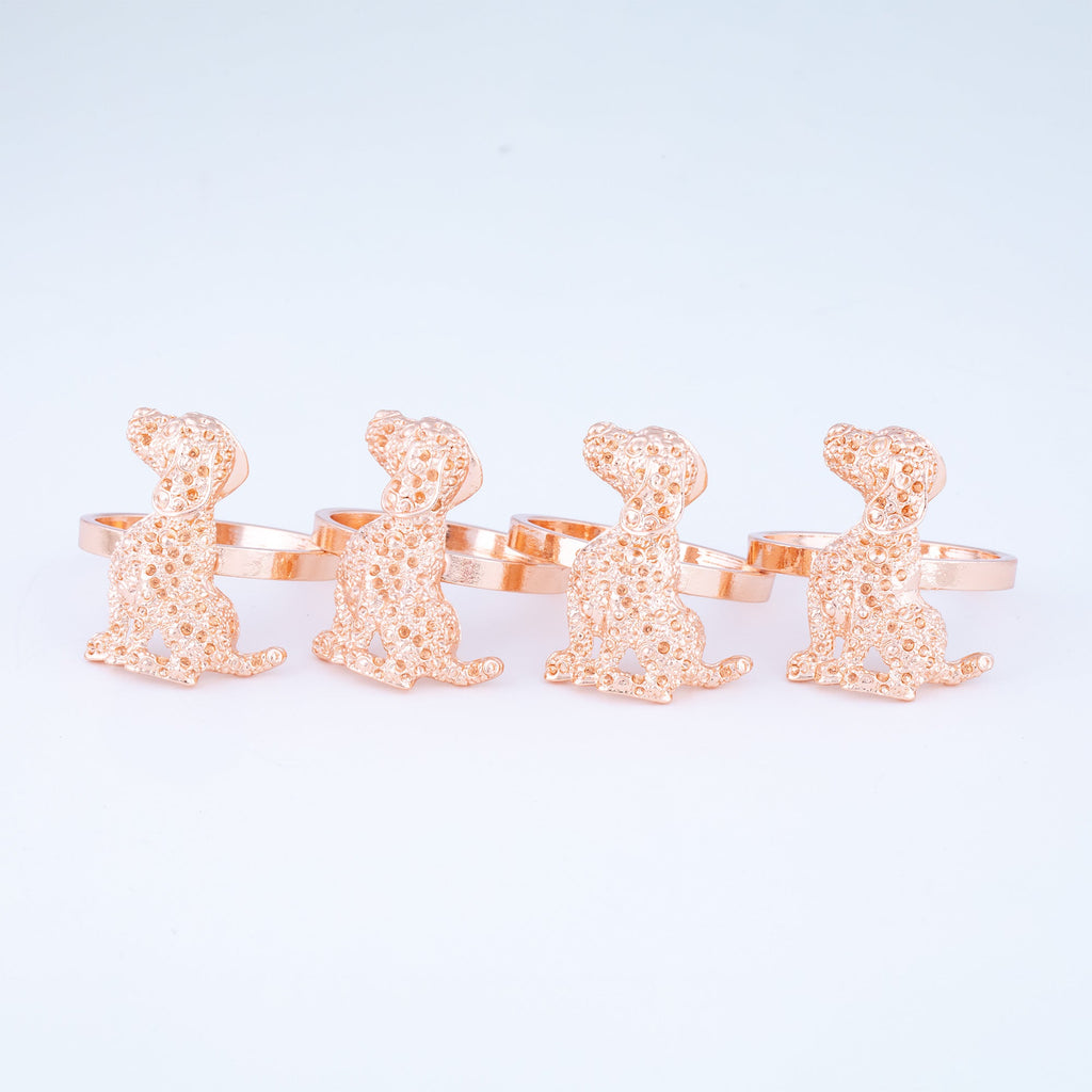 Rose Gold Dog Napkin Holder - Set of 4