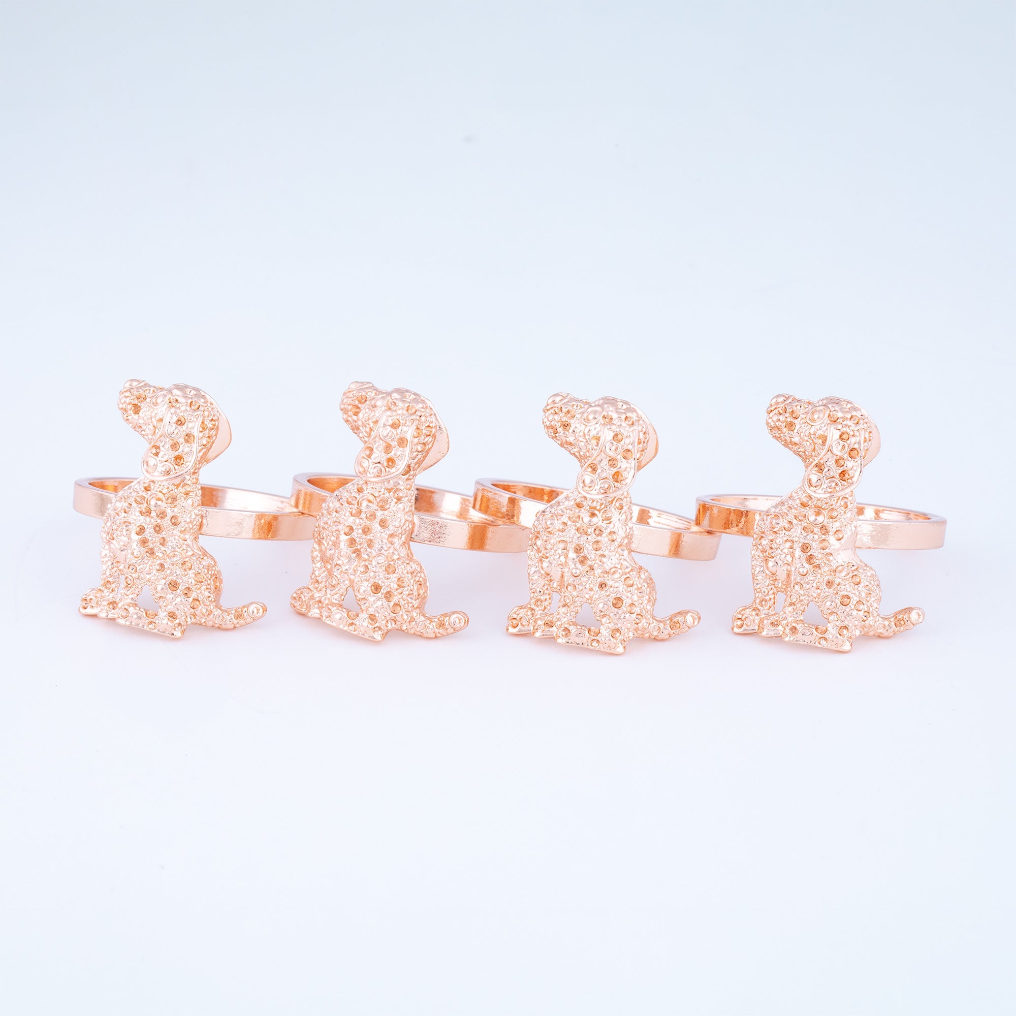 Rose Gold Dog Napkin Holder - Set of 4