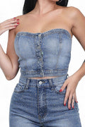 Iridescent Rhinestone Star Tube Top
