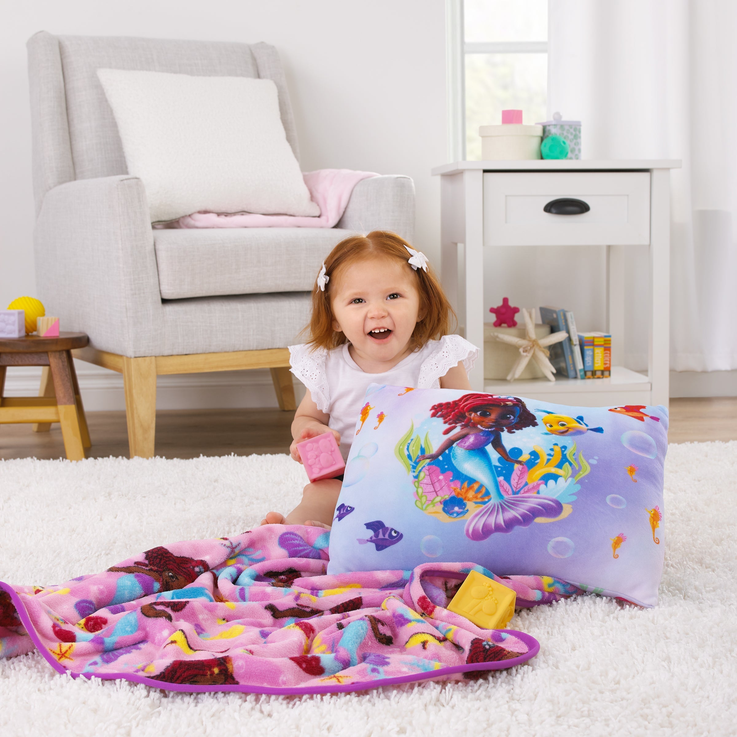 Disney Jr. Ariel Squishy Toddler Pillow, Purple, Toddler Girl, Rectangle