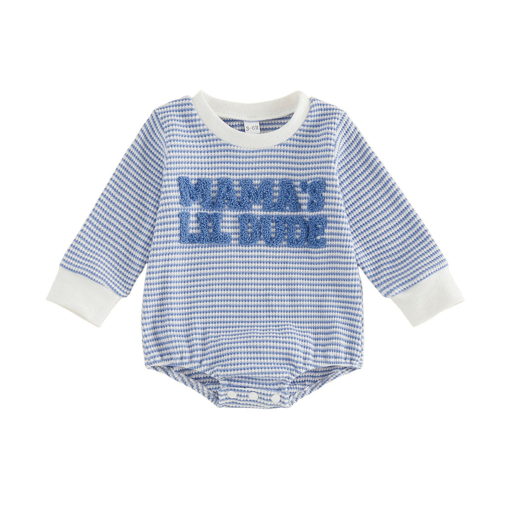 Letter Towel Embroidery Striped Romper