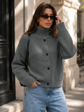 Turtleneck Button-Down Cardigan