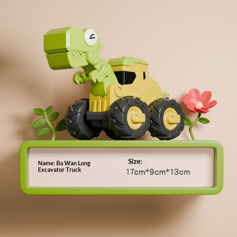 Press-and-play Dinosaur Engineering Vehicle Small Bus Toy Little Car