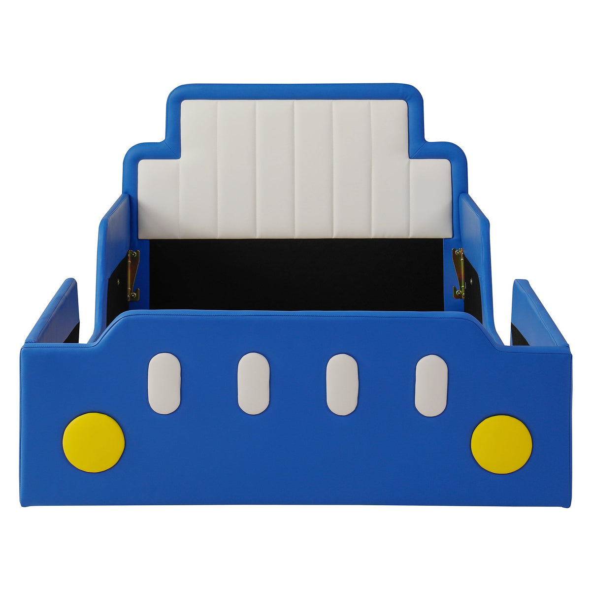 Twin Size Race Car-Shaped Platform Bed with Safety Rails - Red/Blue