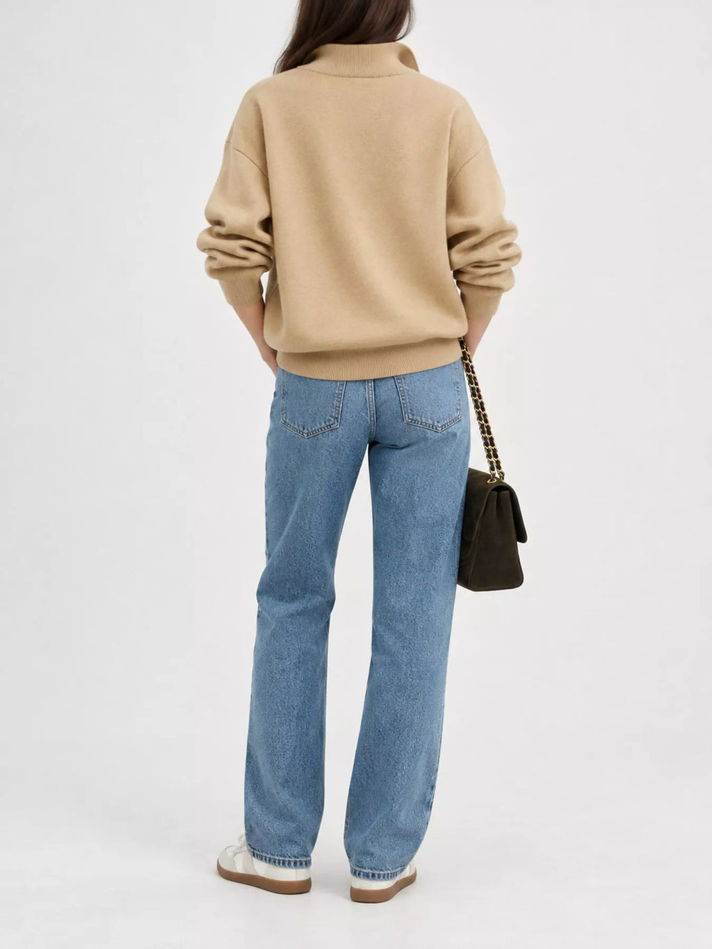 Half-Zip Dropped Shoulder Sweater