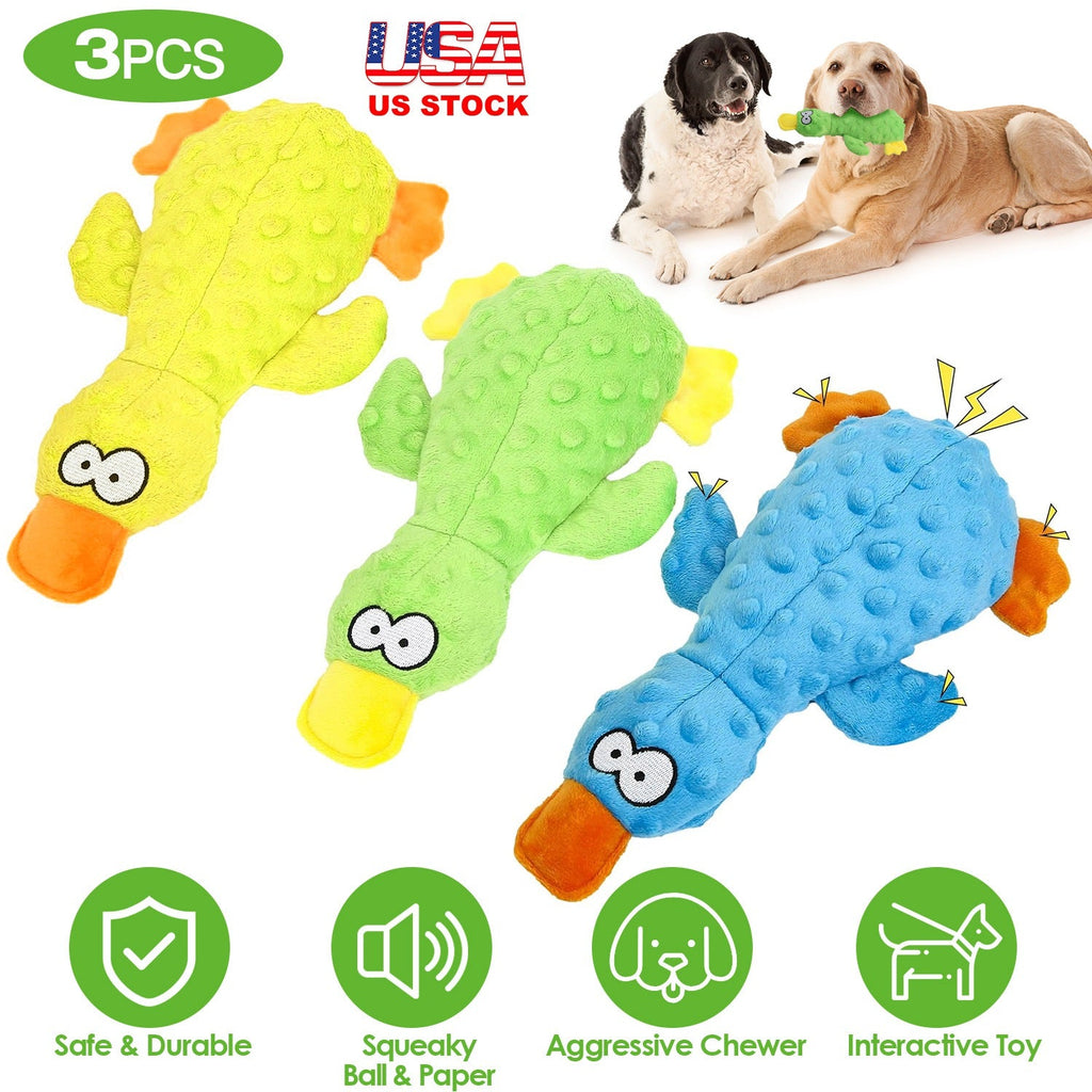 Duck-Shaped Plush Toy with Squeaky Ball for Dogs