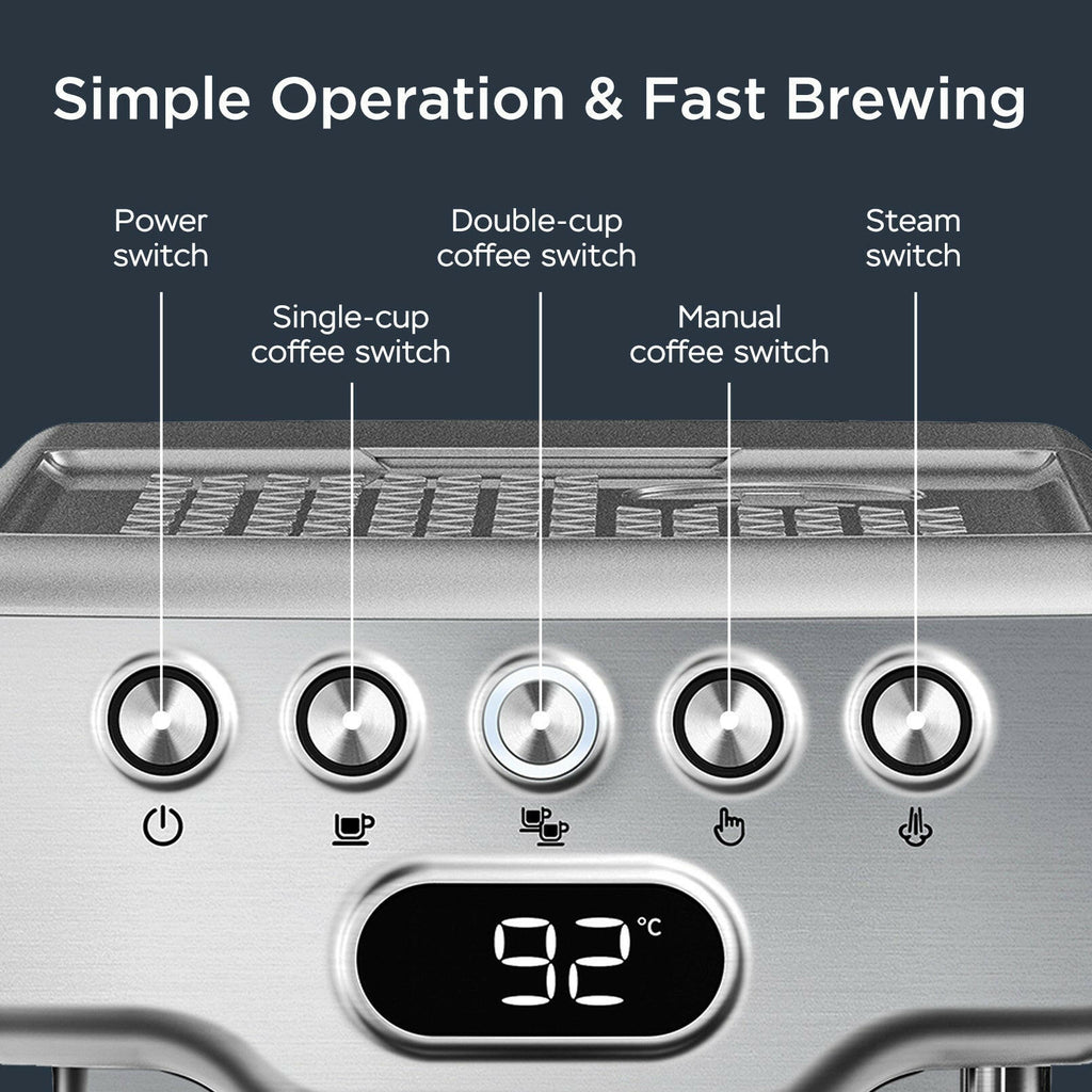 Geek Chef Espresso Machine With Milk Frother For Latte, Cappuccino, Macchiato