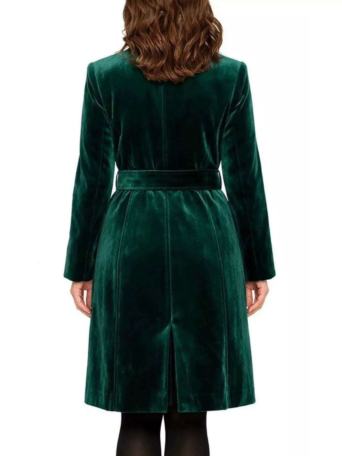 Single-Breasted Velvet Trench Coat with Gold Buttons