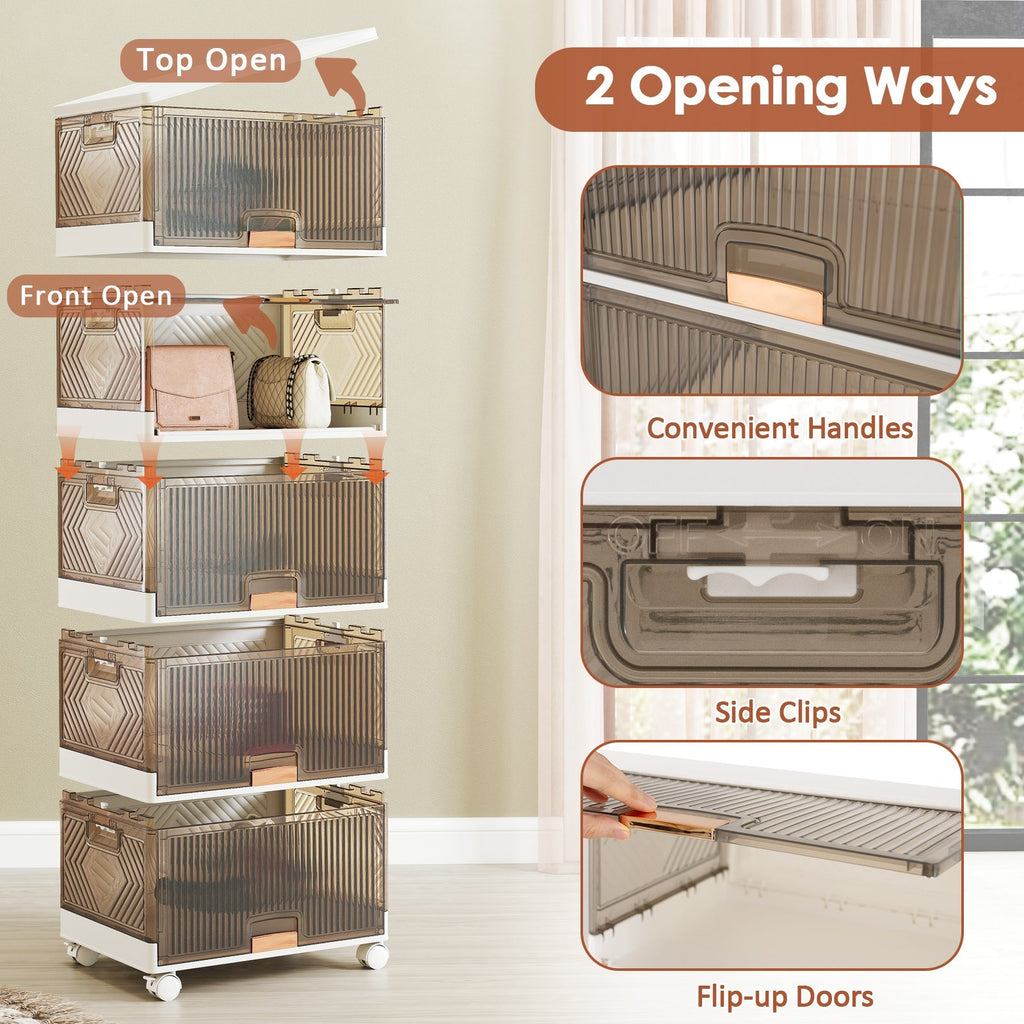 3/4/5/6-Cube Stackable Storage Bins with Detachable Wheels
