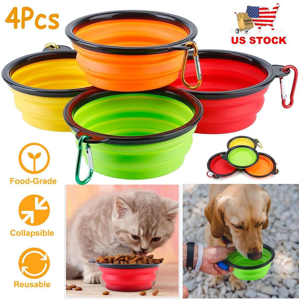 Collapsible Silicone Dog Bowls with Carabiner