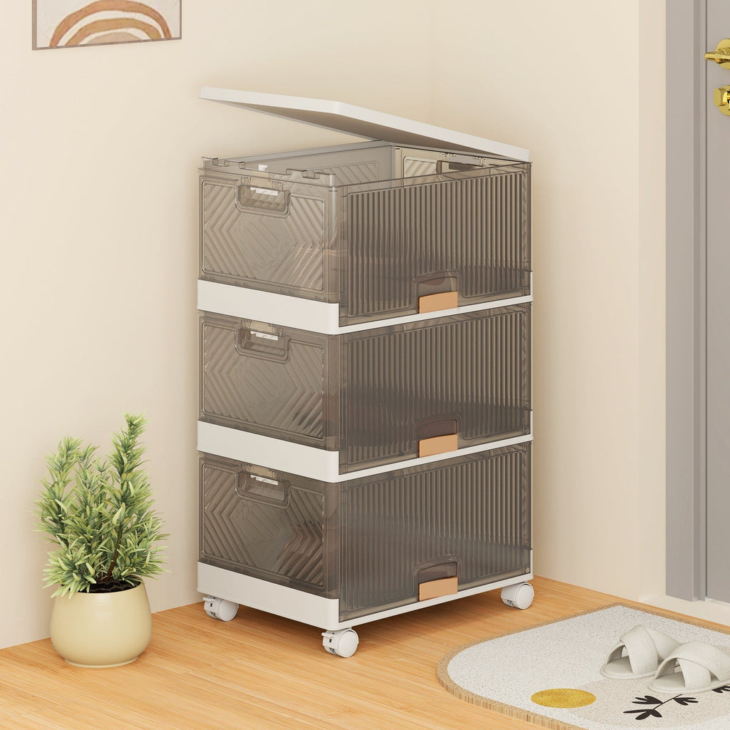 3/4/5/6-Cube Stackable Storage Bins with Detachable Wheels