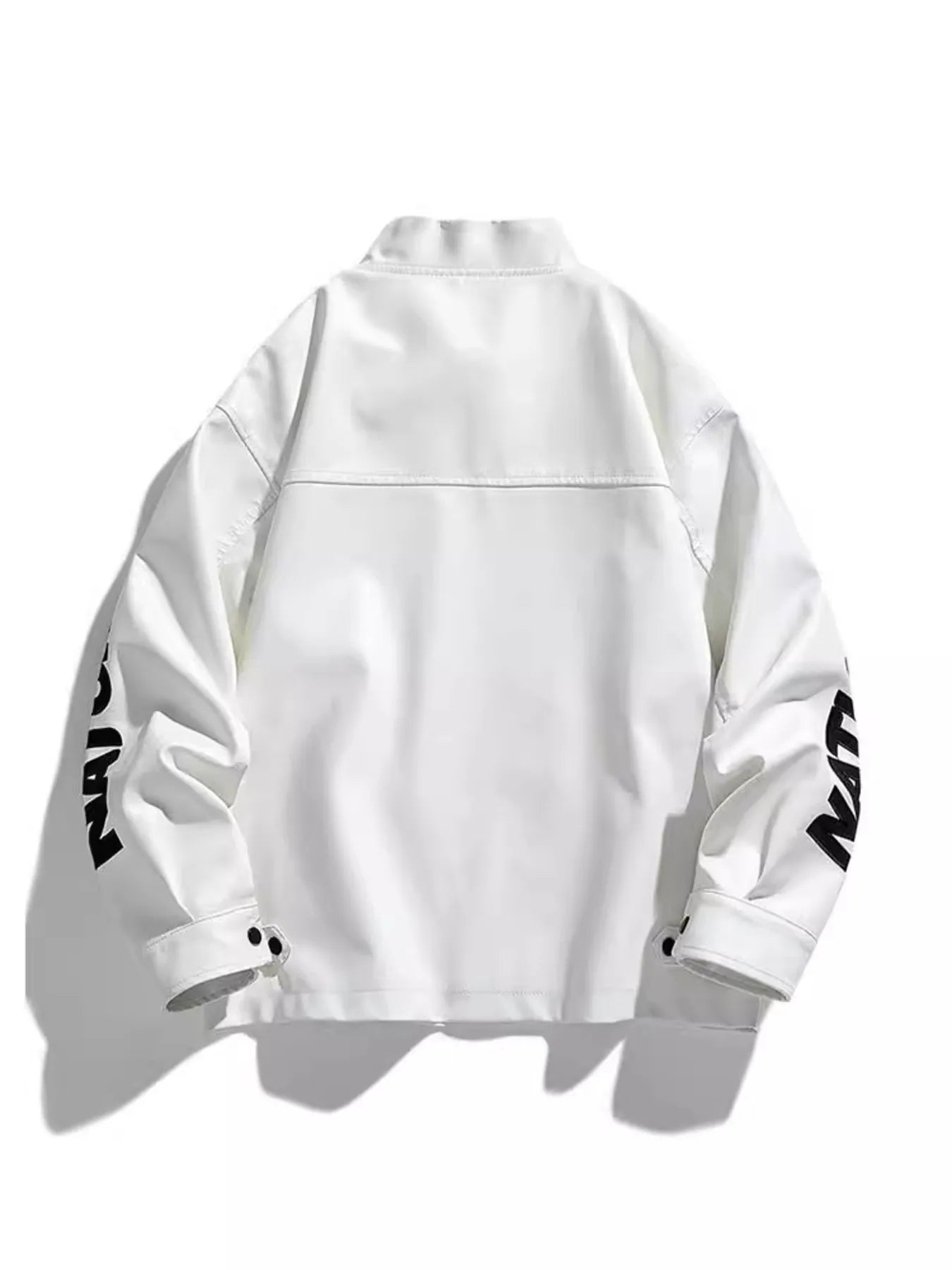 Men's Plus Size Zip Up Motor Racing Leather Jacket