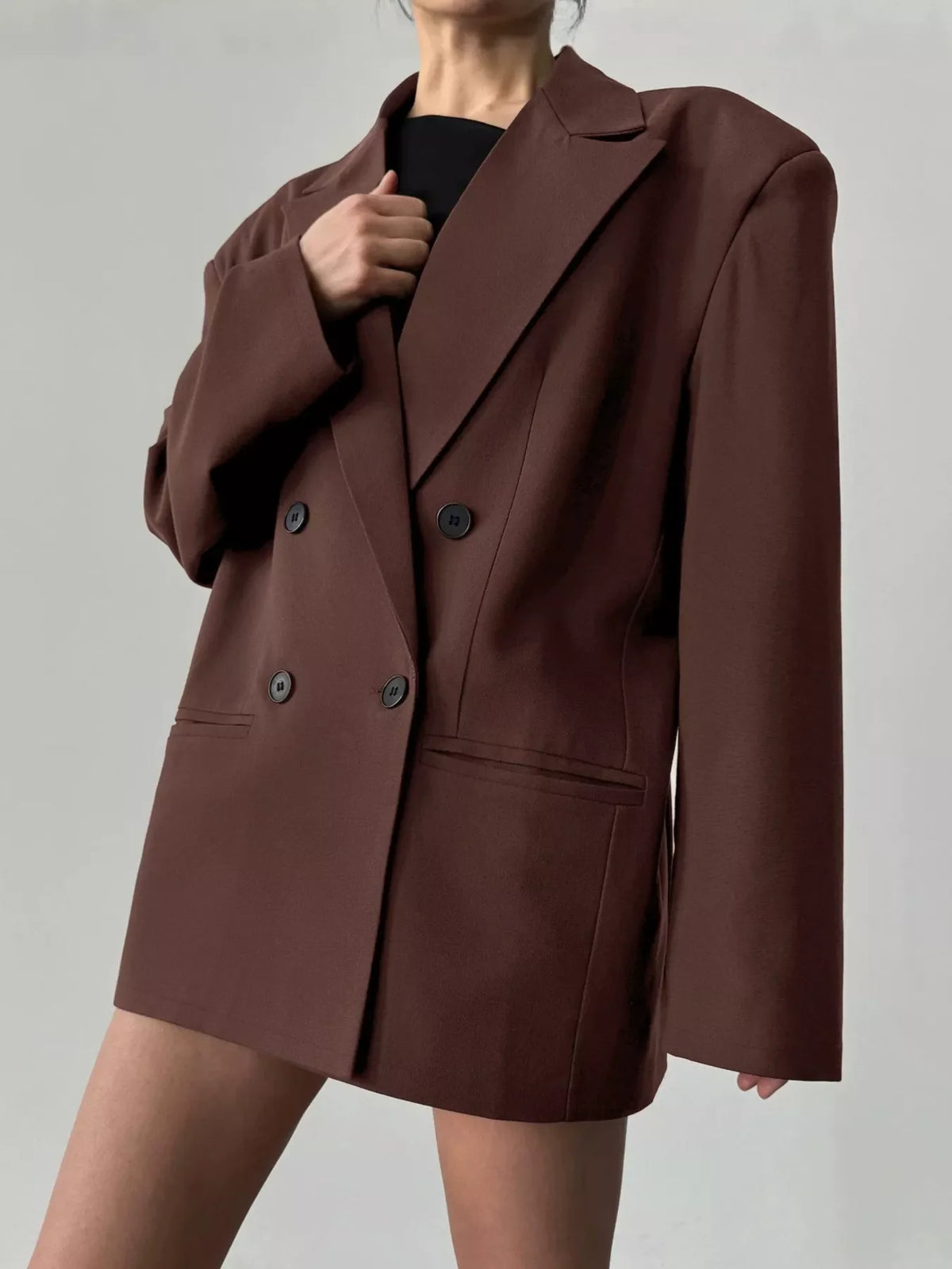 Double-Breasted Lapel Collar Blazer