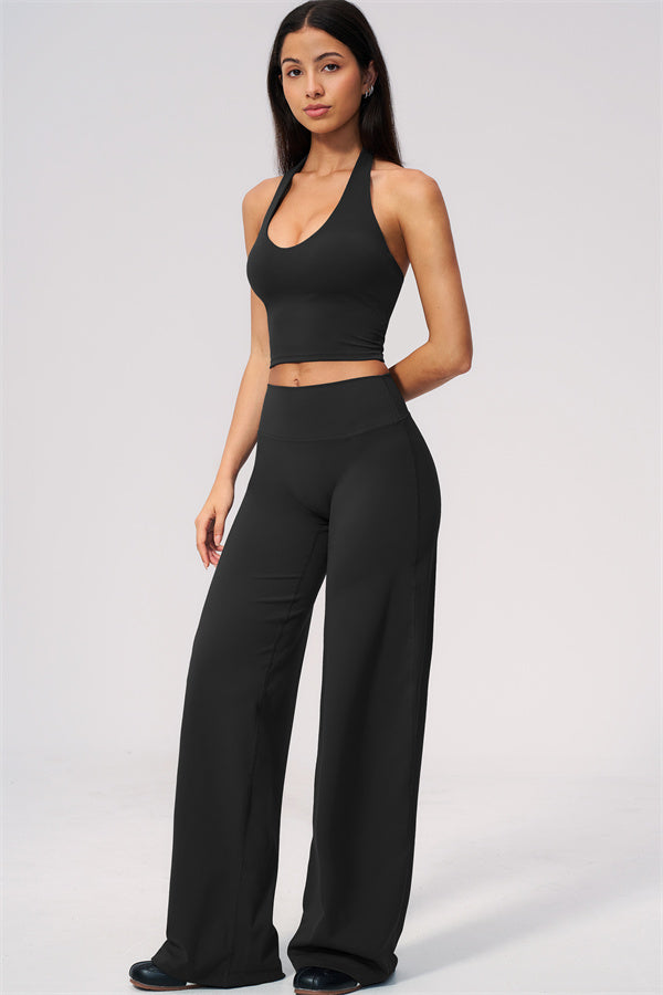 The Twirl Wide Strap Halter Crop Top