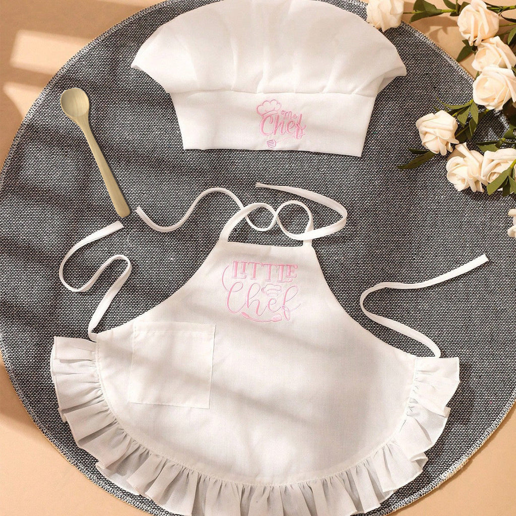 One-month-old Baby Photo Outfit Tall-top Hat Lace-trimmed Embroidery Little Chef Costume