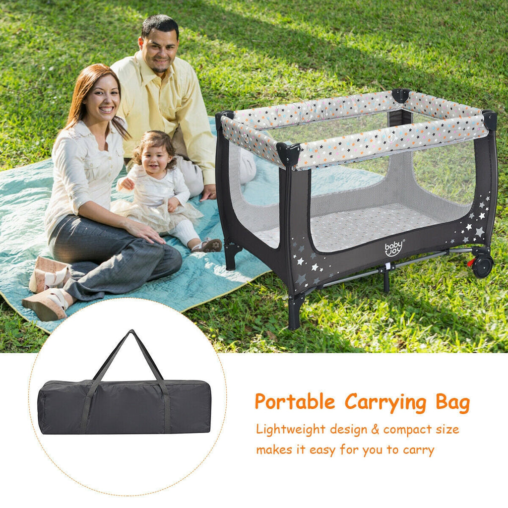 Portable Baby Playpen with Mattress Foldable Design