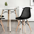 2 Pcs Modern Plastic Hollow Chair Set with Wood Leg