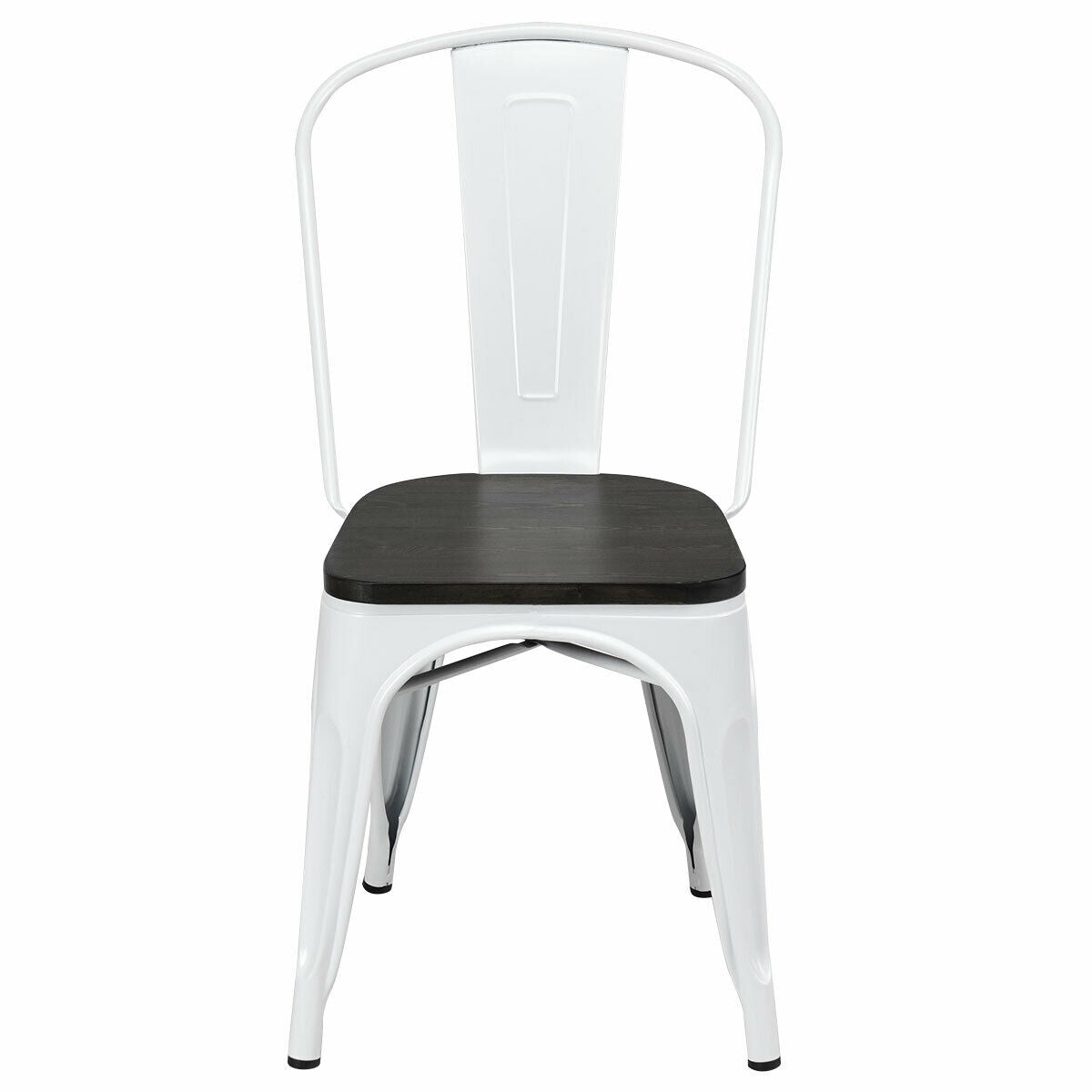 4 Pieces Tolix Style Metal Dining Side Chair Stackable Wood Seat