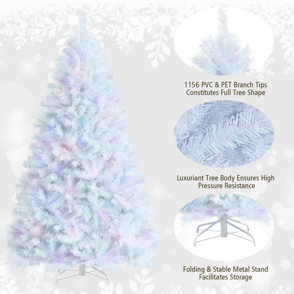 8 Feet Artificial Christmas Tree with 1636 Iridescent Branch Tips