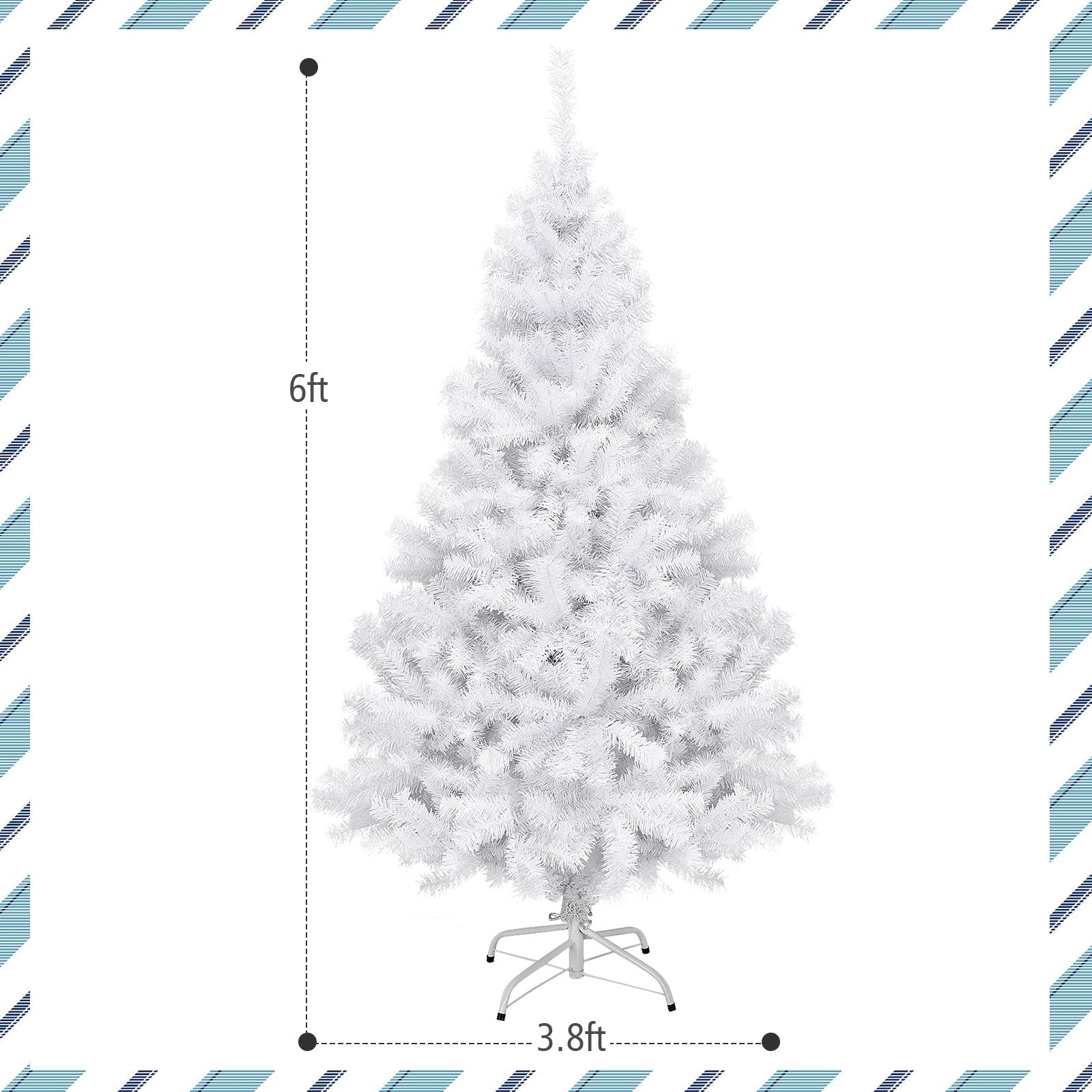 6' / 7.5' / 9' Hinged Artificial Christmas Tree with Metal Stand