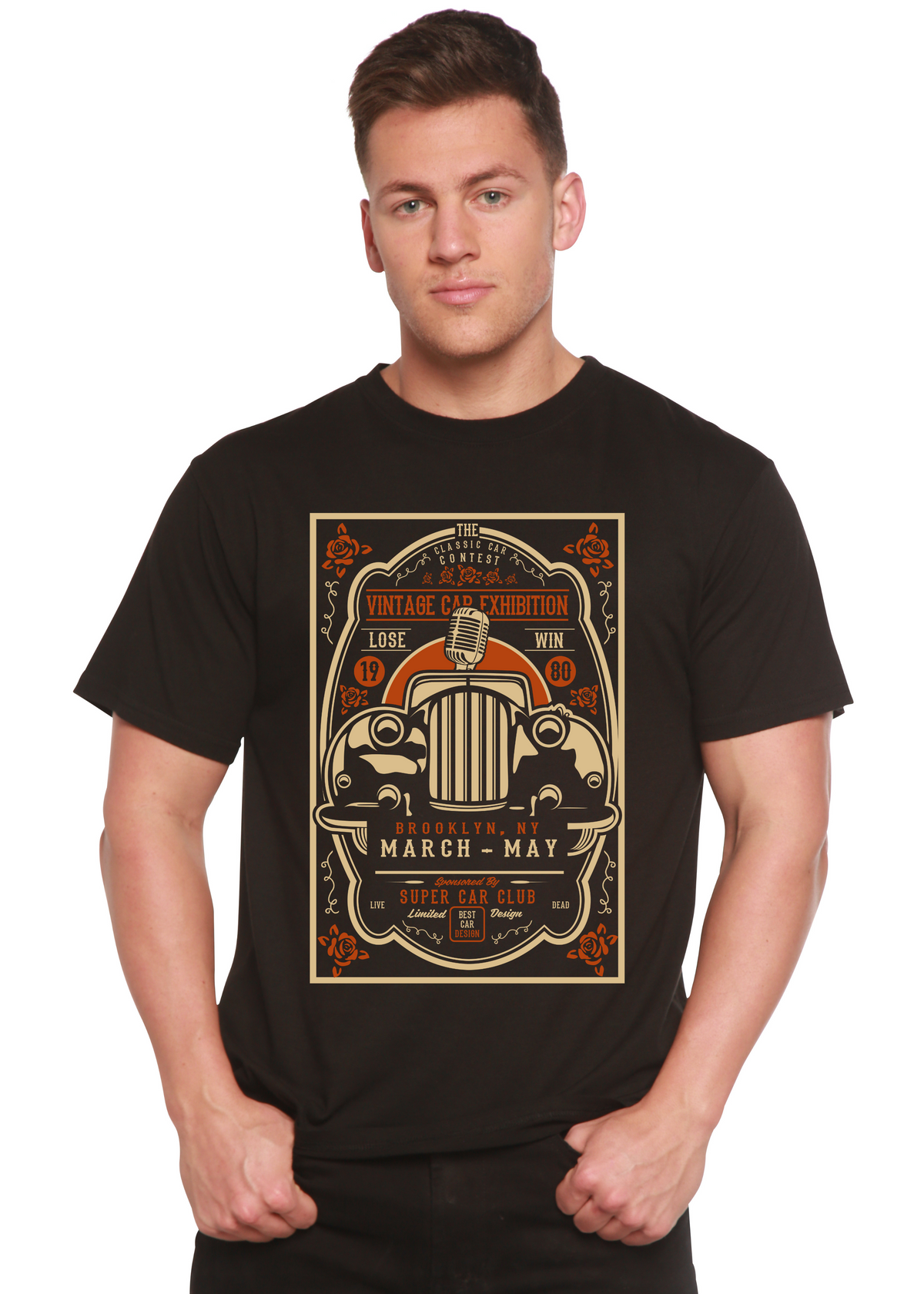 Vintage Car Spun Bamboo® Men's Bamboo Viscose/Organic Cotton Short Sleeve Graphic T-Shirt